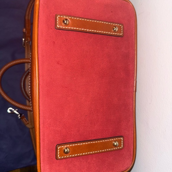 Dooney & Bourke Red suede & Brown leather Satchel w/shoulder strap and dust bag - Picture 8 of 13